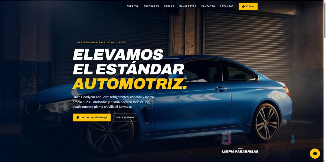 Web de DistriCar, distribuidor Goodyear Car Care en Perú