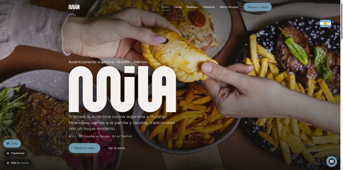 Web de Mila, restaurante argentino en Ruzafa, València